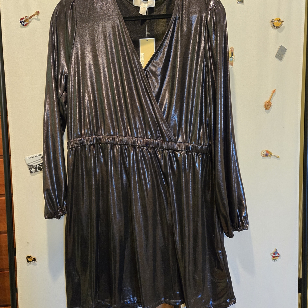 NWT Michael Kors Gunmetal Wrap Dress